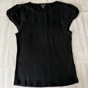 J. Crew Black Cap Sleeves Ribbed Shirt